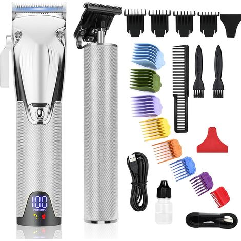 Men's Hair Clipper, Men's Beard Trimmer with 8 Guide Combs and Clippers with Wireless Finish with USB Rechargeable Li-ion Battery 2500mAh/1200mAh (K31+l1) (1/5)