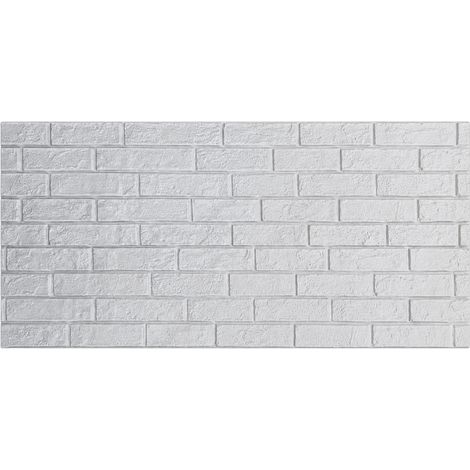 Pannello decorativo effetto pietra mattoni bianchi 3D set 12 pz 8,6 mt2 rivestimento murale in PU 120 x 60 x 2,5 Brick Bianco (1/5)
