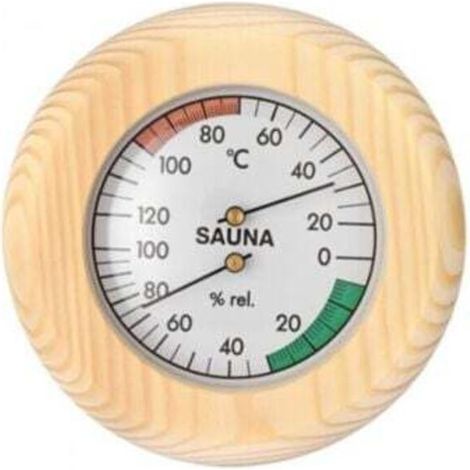 Hygromètre-Thermomètre 2-en-1 pour sauna, réglable manuellement, en bois noble, diamètre 13,5 cm (1/3)