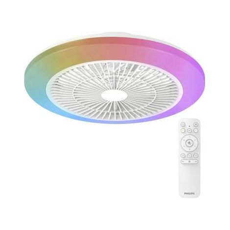 Philips Amigo Deckenventilator mit 1 Licht 20W+40W (Weiß) Weißes und Farbiges Licht - Ø132 cm - 2650 Lumen