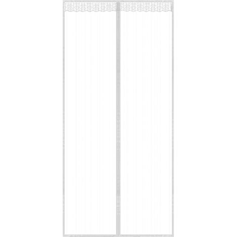 Moskitonetz-Tür, 140 x 240 cm, magnetischer Fliegentürvorhang, automatisch schließendes Insektenschutz-Moskitonetz für Balkontüren, Wohnzimmer, ohne Bohren (weiß) (1/4)