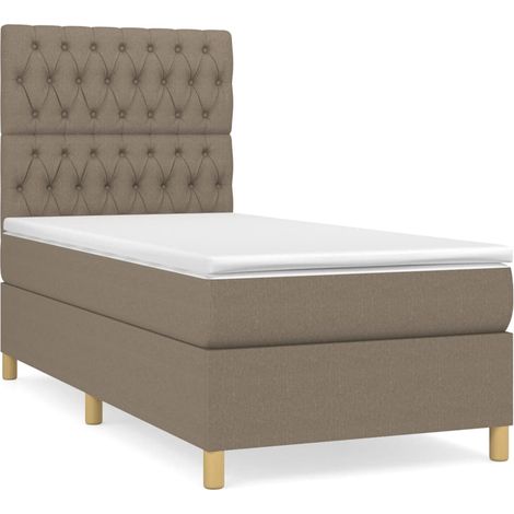 Maison Exclusive - Cama box spring con colchón tela gris taupe 10
