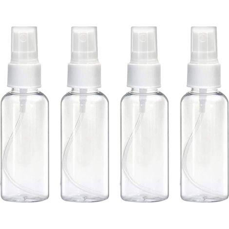 Lot de 4 mini flacons vaporisateurs de 60 ml pour cheveux, transparents, format voyage, avec pompe et réservoir réutilisable pou (1/5)