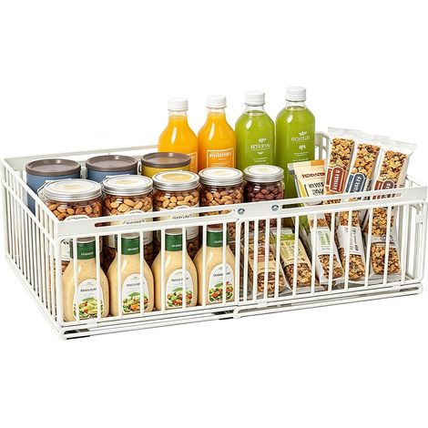 Organiseur de placard extensible, panier métallique extensible, organiseur de tiroir, étagère extensible, largeur réglable, pas de perçage, convient pour cuisine, salle de bain, chambre à (1/5)