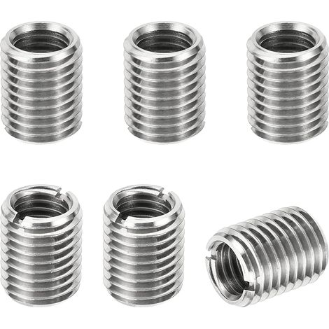 Filetage Adaptateurs Manchon Réduction Écrou Insert Fileté, 6 pcs M162 Mâle à M121.75 Femelle Réparation Insérer Écrou Vis Réducteur Conversion Inox Acier Fixation 20mm (1/5)