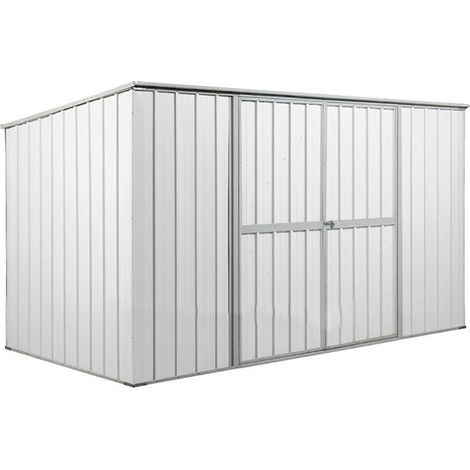 Casetta Box da Giardino in Lamiera di Acciaio Porta Utensili 345x186x192 cm Enaudi Bianca (1/5)