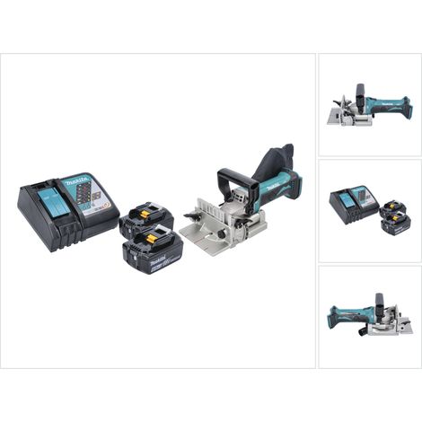 Makita DPJ 180 RG Akku Nutfräse 18 V 100 mm + 2x Akku 6,0 Ah + Ladegerät