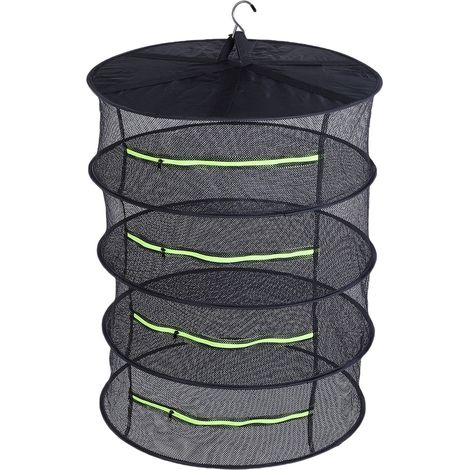 Séchoir suspendu 4 étages en maille nylon respirante avec fermeture éclair et crochet robuste pour camping (1/4)