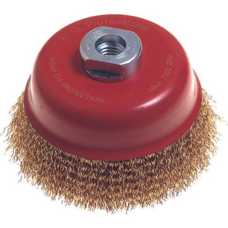 SPAZZOLA A TAZZA FILI ACCIAIO PER SMERIGLIATRICE- - ø mm. 60 foro filettato14 MA PG 485.30 - 2 blister PG