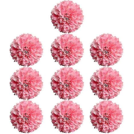 Lot de 10 têtes de chrysanthèmes artificiels en soie, décoration de mariage et de fête à faire soi-même-pink