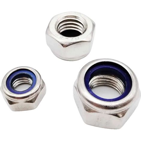 Tuercas de seguridad de nailon, acero inoxidable 304, compatibilidad versátil, acero inoxidable 304, M14, 10 unidades (1/2)