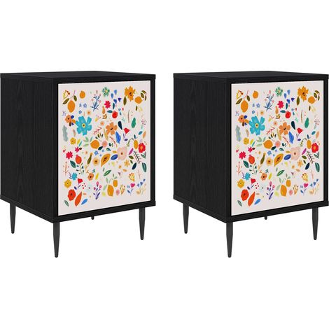 Mesa de noche MAINZ 2 uds. Roble Negro 36 x 33 x 51 cm vidaXL