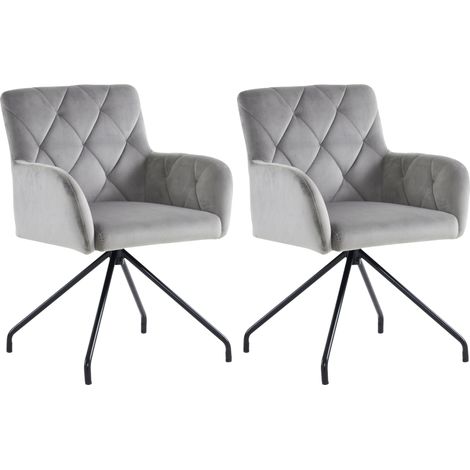 CAIziLot de 2 chaises de salle à manger à motif losange, fauteuil rembourré avec 4 pieds en métal, chaise lounge moderne, chaise de salon pour chambre, bureau et espace de travail, soutien lombaire, v (1/5)