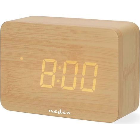 reloj despertador digital nedis digital alarm clock madera led snooze (1/3)