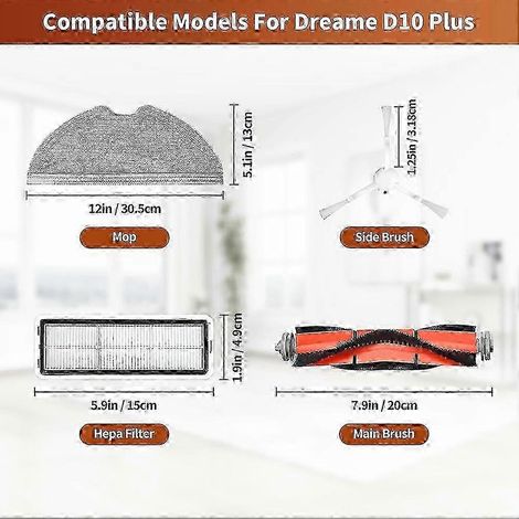 Repuestos para aspiradoras Dreame D9, D9 Max, D9 Pro, L10, L10 Pro: cepillo principal, cepillo lateral, edición 0701. (1/4)