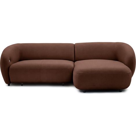 BOBOCHIC - Canapé d'angle convertible avance-recule électrique HALO tissu lisse Angle droit Marron (1/4)