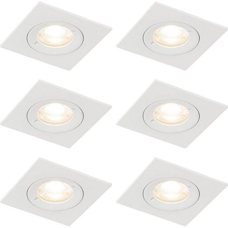 QAZQA Xena Spot encastrable - lot de 6 - 8x8cm - IP44 - Carré - Blanc (1/5)