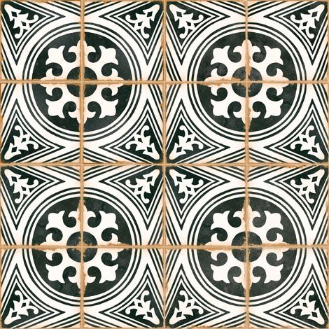 Carrelage effet Carreau ciment Azorel Noir 12,3x12,3x0,87 cm Serano - Sol et mur intérieur (vendu par carton de 0,49 m²) - RO'MA CARRELAGE
