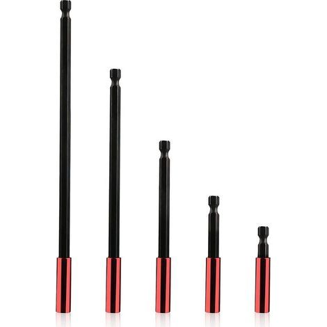 Rallonge Porte-Embouts Magnétique - 1/4 Pouces - Acier Cr-V - Pour Visseuses Et Perceuses - 5 Pièces 50 60 100 150 300 Mm (1/5)