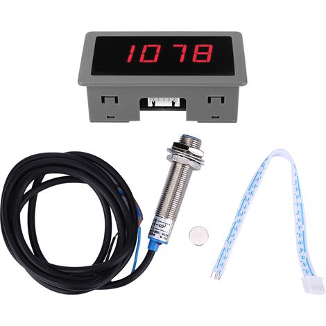 Sensore di prossimità Hall NPN per contagiri motore a LED rosso a 4 cifre, tester di velocità e giri/min.