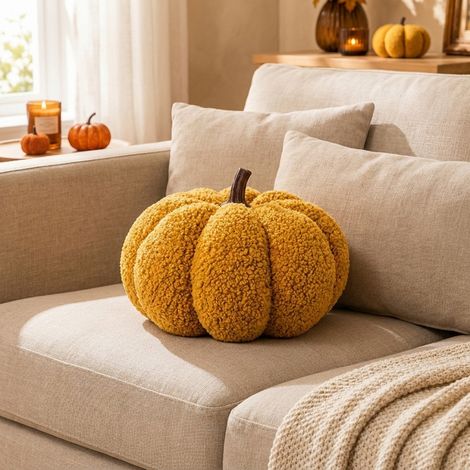 Yellow Autumn Decorative Pumpkin Cushion (1/2)