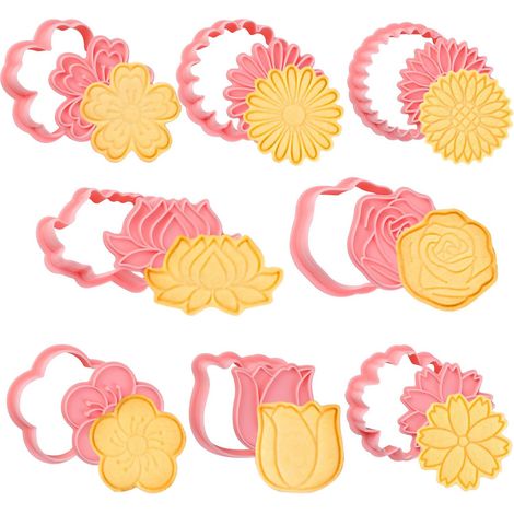 Emporte-pièce Fleurs - Moule 3D pour Biscuits et Pâtisseries - Chrysanthème Cerisier Prunier - Lot de 8 Pièces (1/5)