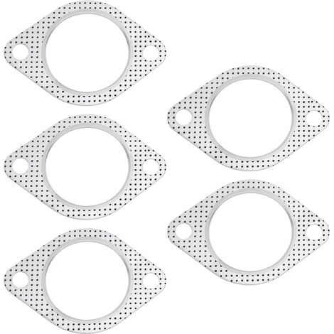 Lot de 5 joints d'échappement en métal de 6,3 cm avec anneau renforcé, bride à 2 boulons de 100 mm pour tuyau d'échappement de voiture 2.5inch (1/5)