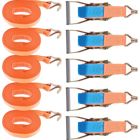 10x 5000kg Sangle de serrage 10mx50mm Sangle a Cliquet Sangle D'Arrimage Kit (1/5)