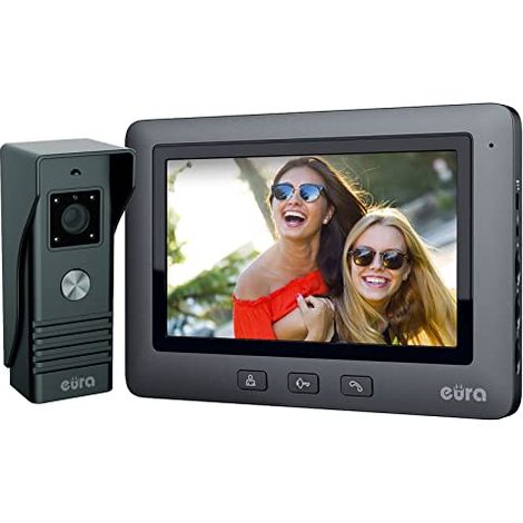Eura Black VDP-45A3 Alpha Videocitofono a 4 Fili, Colori da 7", Nero, 1 Monitor (1/4)