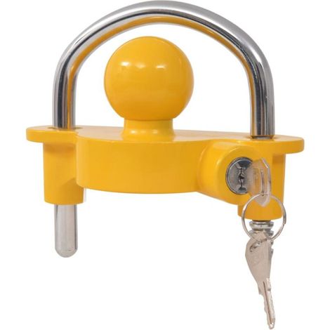 Verrou de remorque et 2 clés Acier et alliage d'aluminium Jaune vidaXL - Verrou de remorque et 2 clés Acier et alliage d'aluminium Jaune vidaXL (1/5)