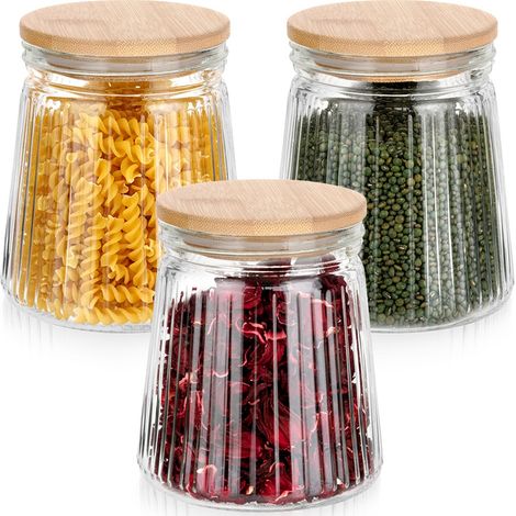 Glasbehälter für lose Produkte mit Deckel und Verschluss 700 ml 3 Stück.