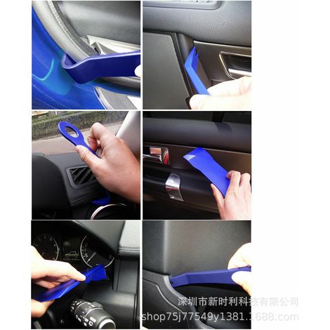 Ensemble de 5 outils de modification/levier pour système audio automobile, permettant de retirer et d'installer des panneaux de porte insonorisés. (1/5)