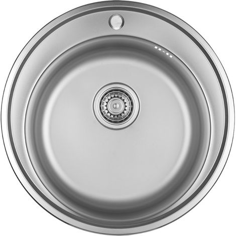 Lavello singolo rotondo in metallo Orion con sifone incluso. (1/5)