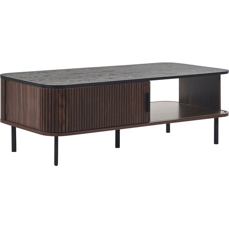 Tavolino moderno con porte scorrevoli 4 scomparti in legno scuro Jose