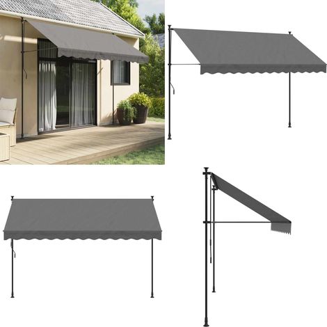 Auvent rétractable anthracite 300x150 m tissu et acier - Auvent rétractable - Auvent terrasse (1/5)