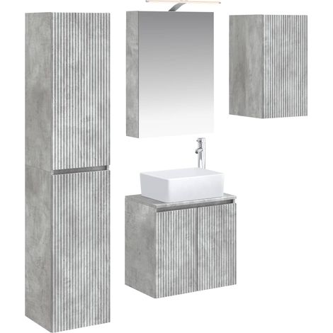 Ensemble d'armoire de salle de bain 5 pcs Gris béton vidaXL (1/5)