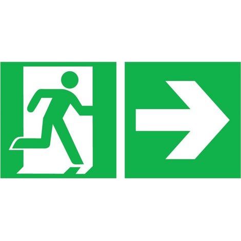 Placa de salvamento Salida de emergencia derecha con flecha de dirección hacia derecha 300 x 150 (1/2)