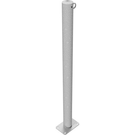 Schake Absperrpfosten aus Stahlrohr verzinkt Ø42x2,5mm mit aufgeschweißter Stahlkappe 900mm Überflur für Dübelbefestigung 100x150mm 1 Öse