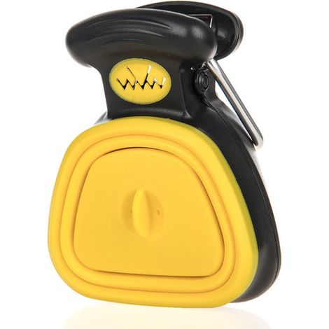 Bac à déchets portable pour animaux de compagnie avec distributeur de sacs intégré, adapté aux chiens et chats, couleur jaune, lot de 1 pièce (1/5)