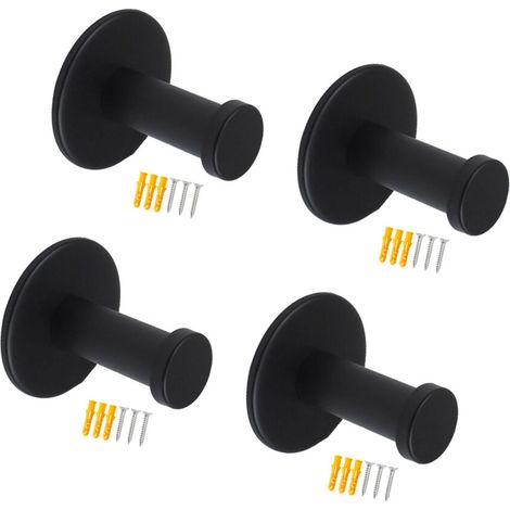 Gancho de pared de acero inoxidable, 4 piezas, - Negro con expansión