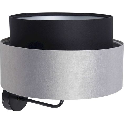 Applique murale satinée noire et grise élégance moderne - Noir et gris satiné avec base argentée (1/5)