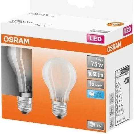 Led Std Full Glass 7,5 W E27 Bianco Freddo Confezione da 2 - Osram (1/2)