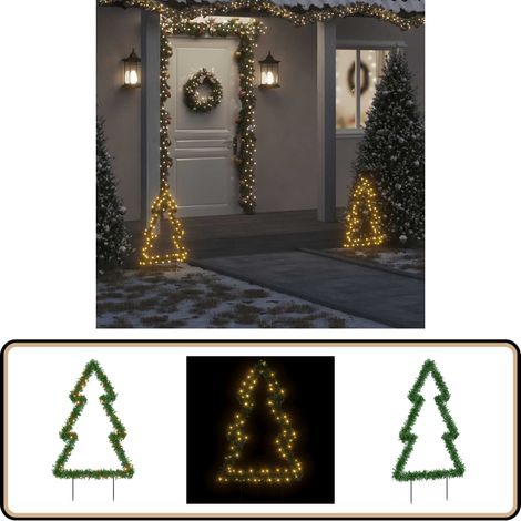 Weihnachtsbaum mit Erdspießen und 80 LEDs 60 cm - Weihnachtsdeko - Weihnachtsbaum - LED Beleuchtung - Outdoor Dekoration - Indoor Dekoration