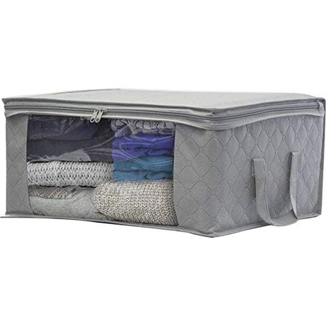 Boîtes de rangement pliantes pour placard avec fenêtre transparente et fermeture éclair (1/5)