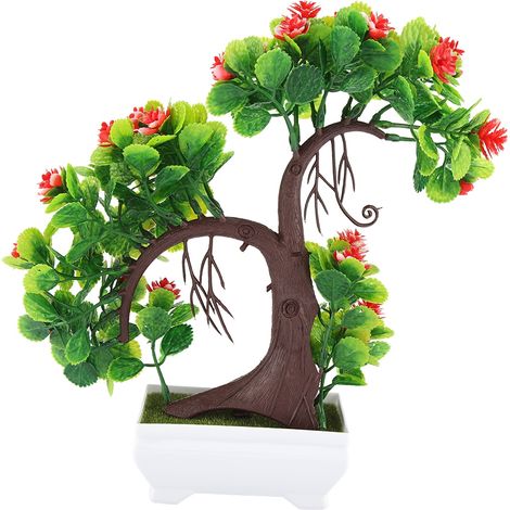 Arbre Bonsaï Artificiel - Faux Arbre D'amour En Soie Rouge - Décoration Intérieure Pour Mariage Et Maison - 1 Pièce (1/5)