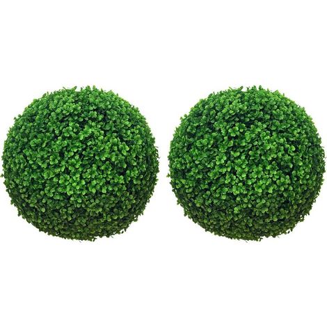 Set of 2 ball of boxwood artificial, 40 cm, for decoration indoor or outdoor, wheels (1/5)