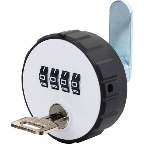 Cadenas rond à combinaison 4 chiffres réinitialisables avec clés - Matériel de récupération de mot de passe - Porte de tiroir - Antivol pour meubles (1/5)
