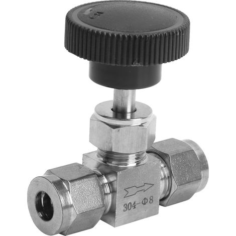304 Edelstahlventil, 2-Wege-Hochdruck-Nadelventil zur Durchflussregelung für Wasser, Gas, Öl und andere Flüssigkeiten, Ф8 (1/5)