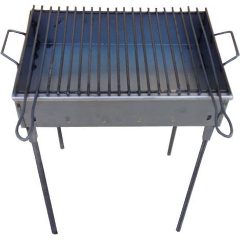 Barbecue en fer 51 cm de long (60 cm entre les poignées) 33 cm de large 75 cm de haut