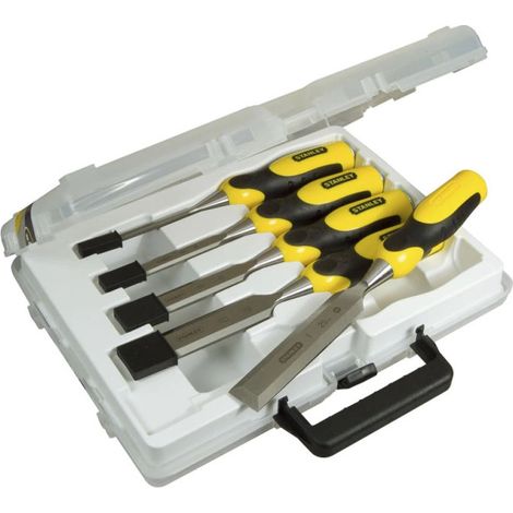 Juego de cinceles para madera - 5 piezas - 6-10-15-20-25 mm - Mango bimaterial - STANLEY, 2-16-888
